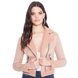 Bebe Faux Suede Sherpa Jacket Pink Size Small